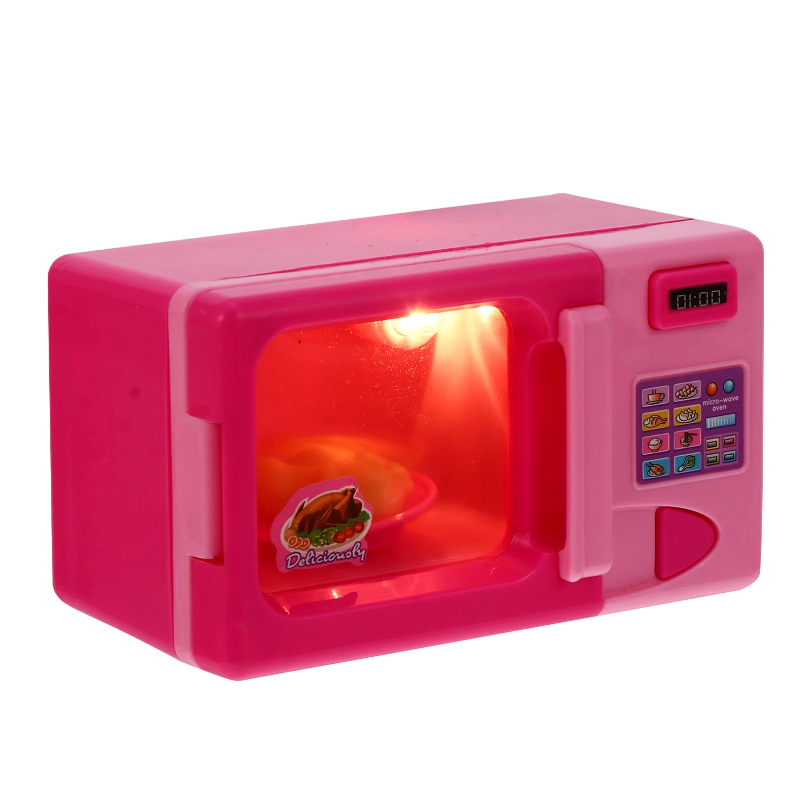 

Mini Toys Kids Simulation Miniature Decor Furniture 11.5X6.3CM Microwave Oven Model Pink Plastic Toddler