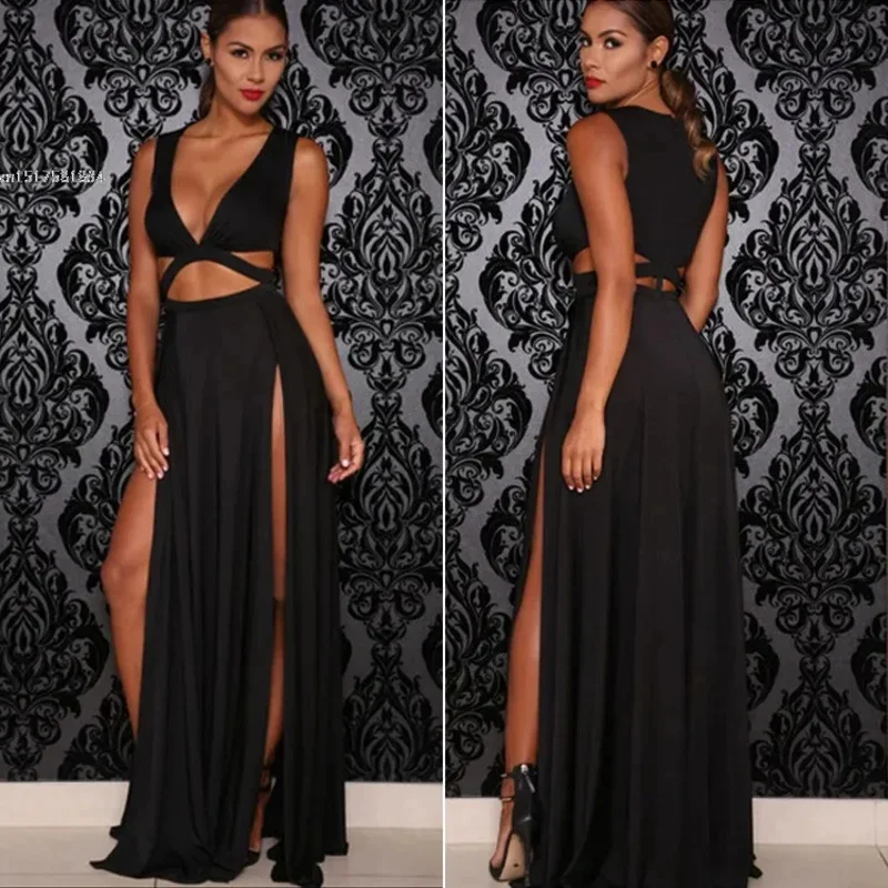 платье для вечеринки в ночном клубе длинное макси с запахом Vestido U