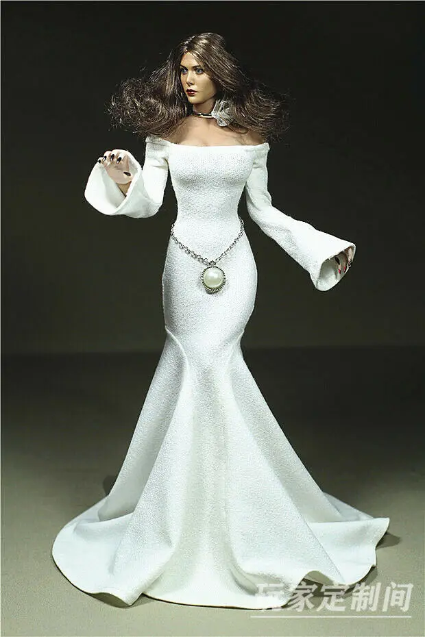 

Custom 1:6 White Evening dress Model For 12" PH Female Big Middle Bust Body