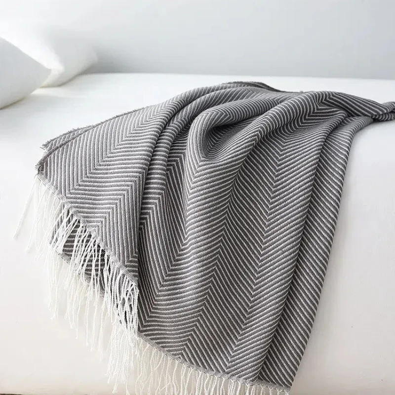 Женское плетеное одеяло в стиле ретро елочку