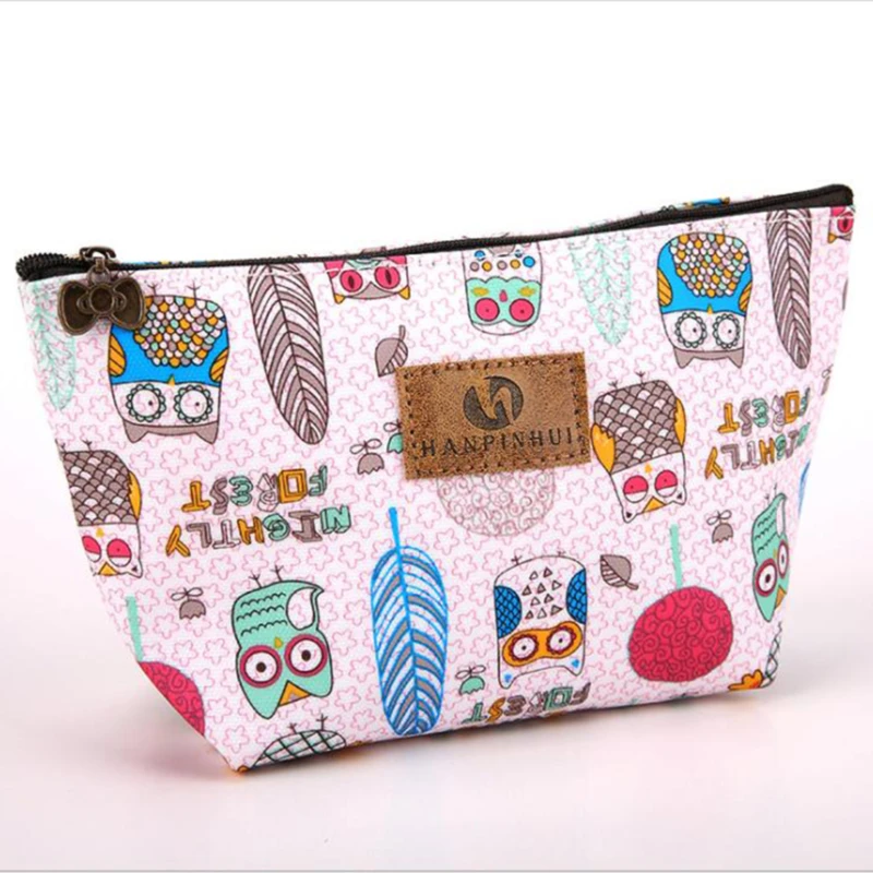 

2022 New Zipper Owl Pattern Makeup Bags Clutch Cosmetic Cases Item Pouch For Travel Ladies Women Wash Bag Cotton Stuff Organizer
