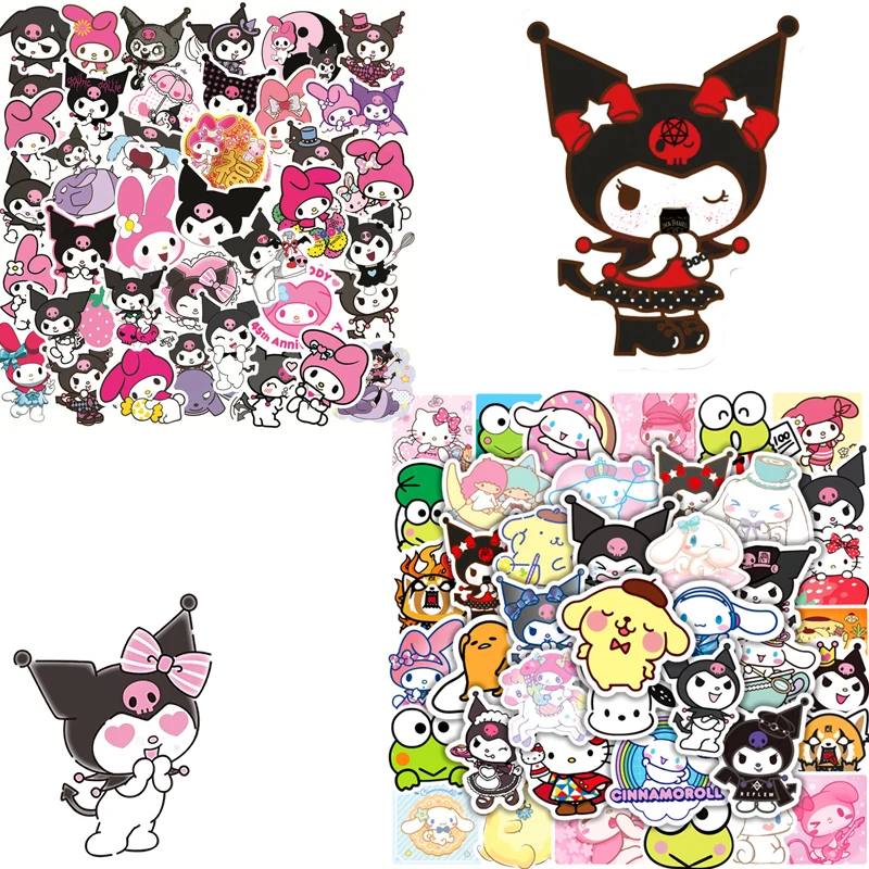

Kuromi Sanrio Graffiti Stickers 50Pcs Cinnamorol Bicycle Water Cup Mix Stickers Notebook Laptop Decorative Waterproof Stickers