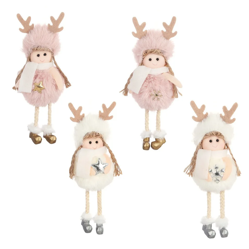 

New Year 2023 Latest Christmas Cute Silk Plush Angel Doll Xmas Tree Ornaments Noel Christmas Decoration for Home 2020 Kids Gifts