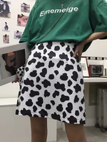 houzhou harajuku cow print skirt women korean fashion elastic high waist a line mini skirts aesthetic egirl streetwear summer