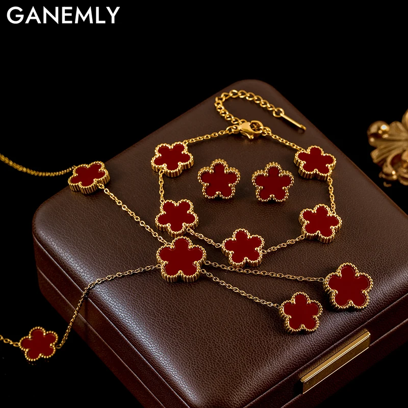 Набор женских ювелирных изделий из нержавеющей стали GANEMLY 316L