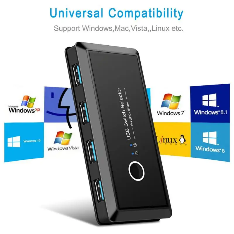 

USB KVM Switch USB 3.0 2.0 KVM USB Switcher for Keyboard Mouse Printer Xiaomi Mi Box 2pc Port Sharing 4pcs Device USB Hub