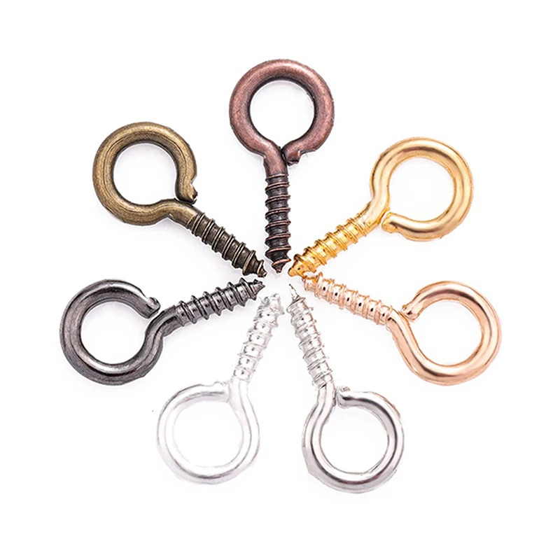 

200pcs Small Tiny Mini Eye Pins Eyepins Hooks Eyelets Screw Threaded Gold Clasps Hooks Jewelry Findings For Making DIY