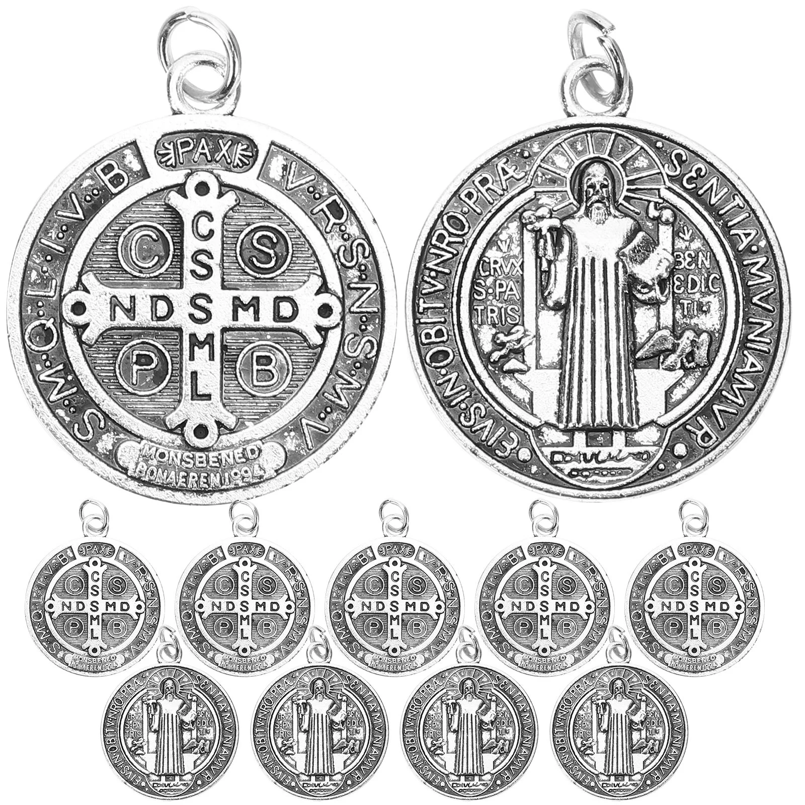 

Saint Pendant Benedict Medals Ornament Jesus Medal Catholic Charms Religious Rosary Nativity Cross Gift Christopher Christmas