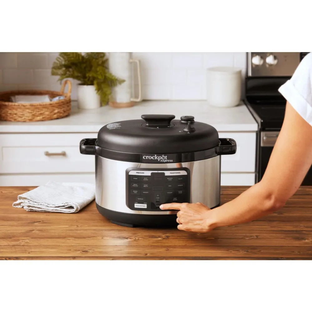 

9-In-1 Pressure Cooker Electric Rice Maker 6-Qt Oval Stainless Steel Kitchen