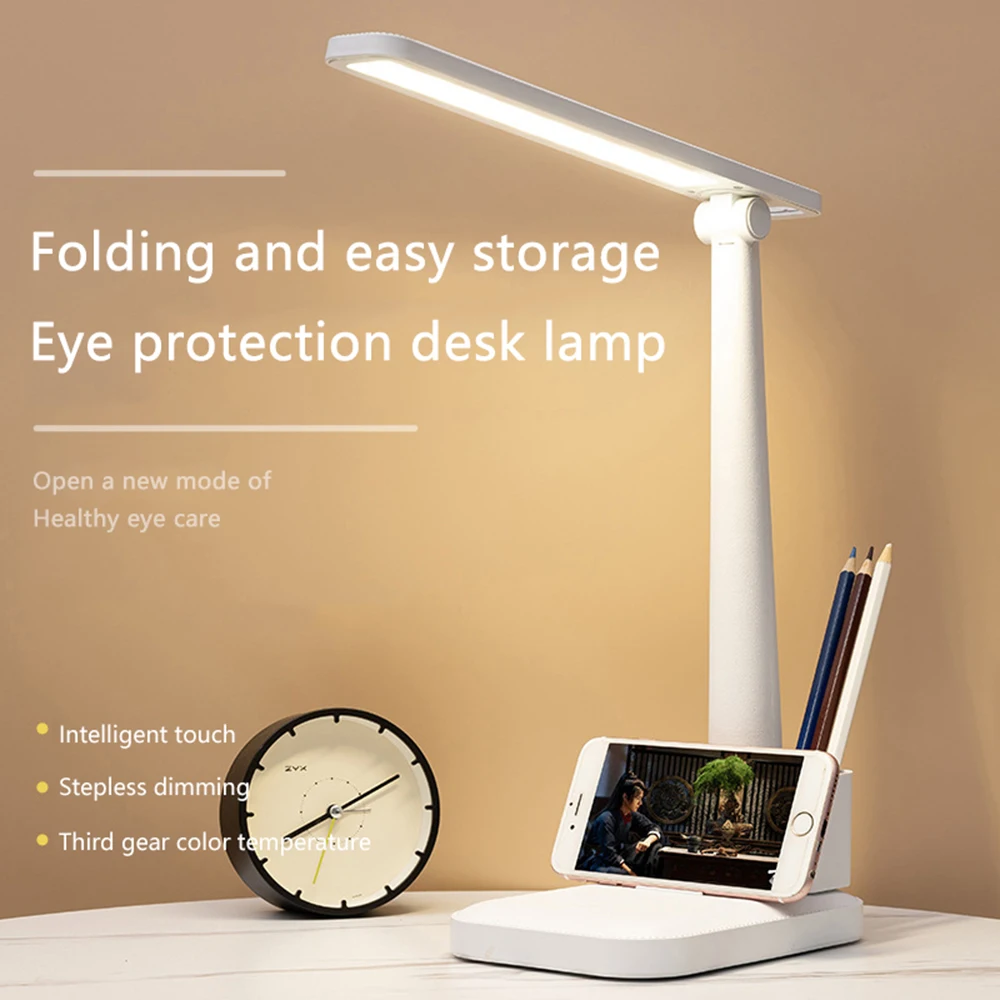 

Led Table Lamp 3 Color Stepless Dimmable Touch Foldable USB Chargeable Desk Lamp Bedside Reading Eye Protection Night Light DC5V