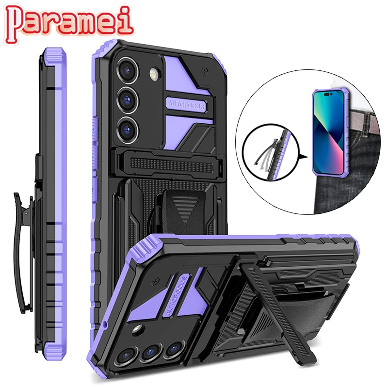 

Shockproof Phone Case For Samsung S20FE S21FE S22Ultra S30Plus Luxury Back Clip Bracket Protective Cover For Galaxy Note 20Ultra