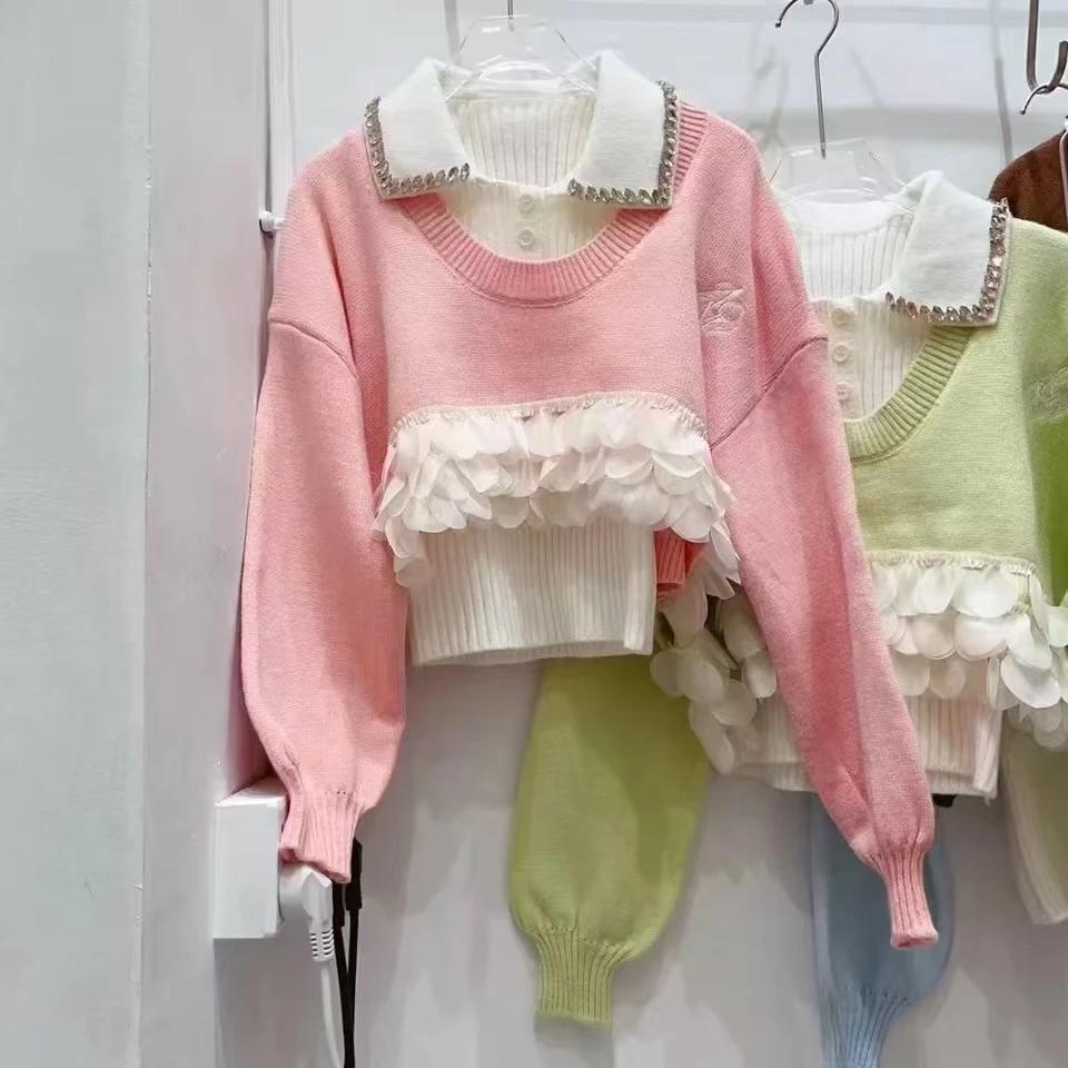 Осенне-зимний комплект женский новый корейский свободный вязаный свитер с