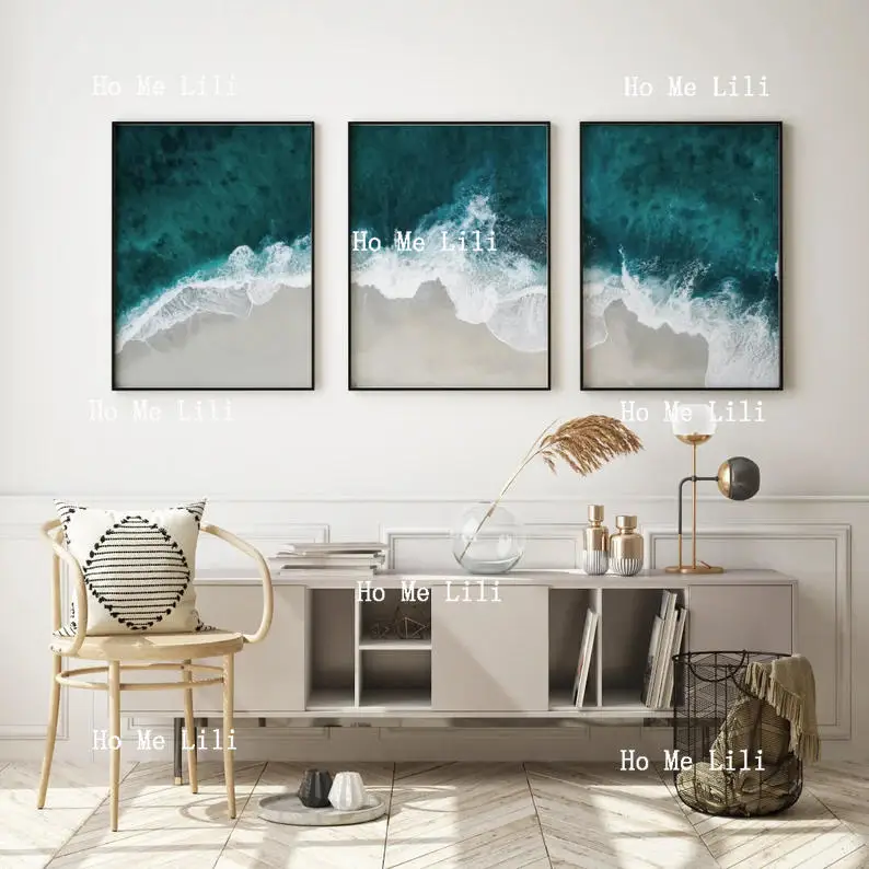Океанский триптих Настенное искусство Океанские волны Воздушное побережье 3-х