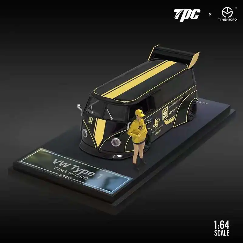 

TimeMicro 1:64 VW тип 1 JPS черный золотой/яркий черный углеродный автомобиль с фигуркой литая модель автомобиля