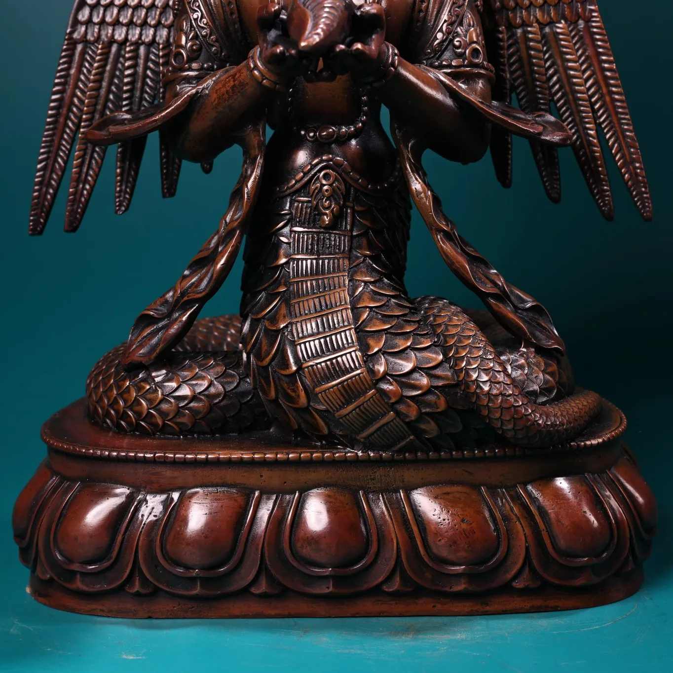 13-дюймовая коллекция тибетского храма старая бронза дерево дракона бодхисаттва