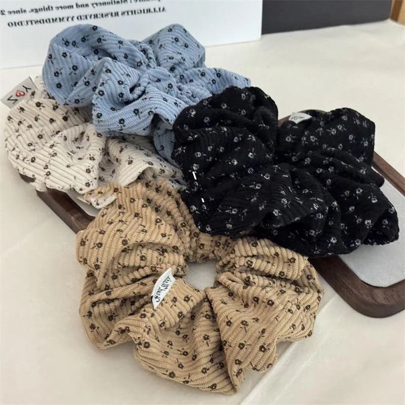 Осень-зима новый стиль вельветовые резинки для волос с цветочным принтом большие