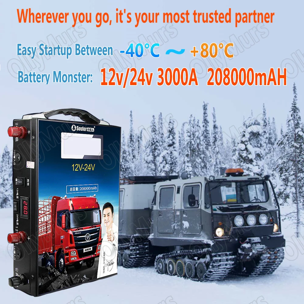 

Soulor Car Jump Starter Battery Power Bank 3000A 208000mAH Jumpstarter Auto Buster Emergency Booster Car Charger Jump Starter