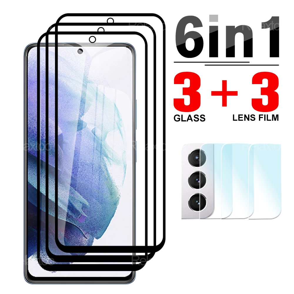 

Закаленное стекло 6 в 1 для Samsung Galaxy S21 FE 4G, защитная пленка для экрана и камеры Samsung S21 Plus S21 Fe, стекло для экрана