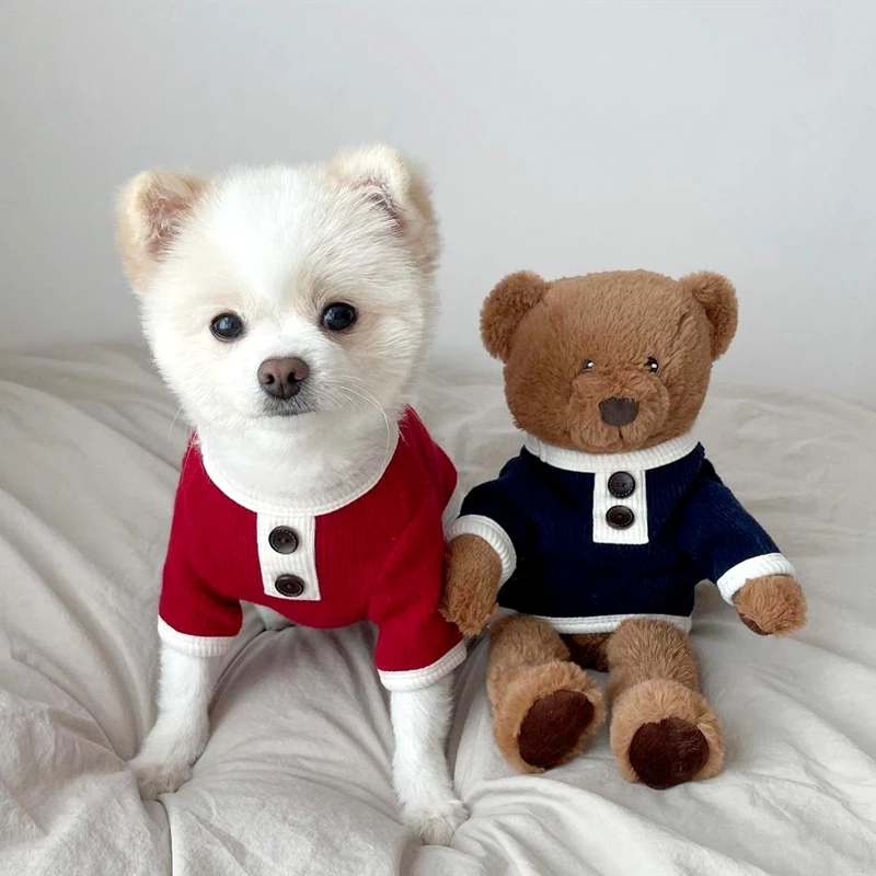 

Spring/Summer Pet T-Shirt Teddy Solid Color Open Shirt Schnauzer Breathable Pullover Puppy Soft Home Clothes Dog Sweater