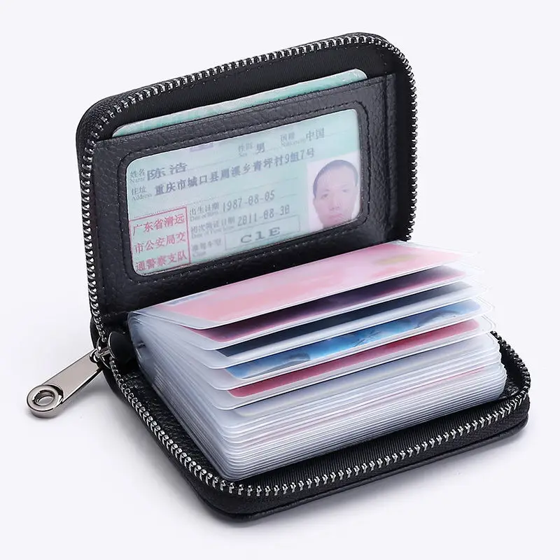

Natural Cowhide Card Holder RFId Blocking Credit Card Business Card Wallet High Capacity Purse 22 Cards Man Women Suitable