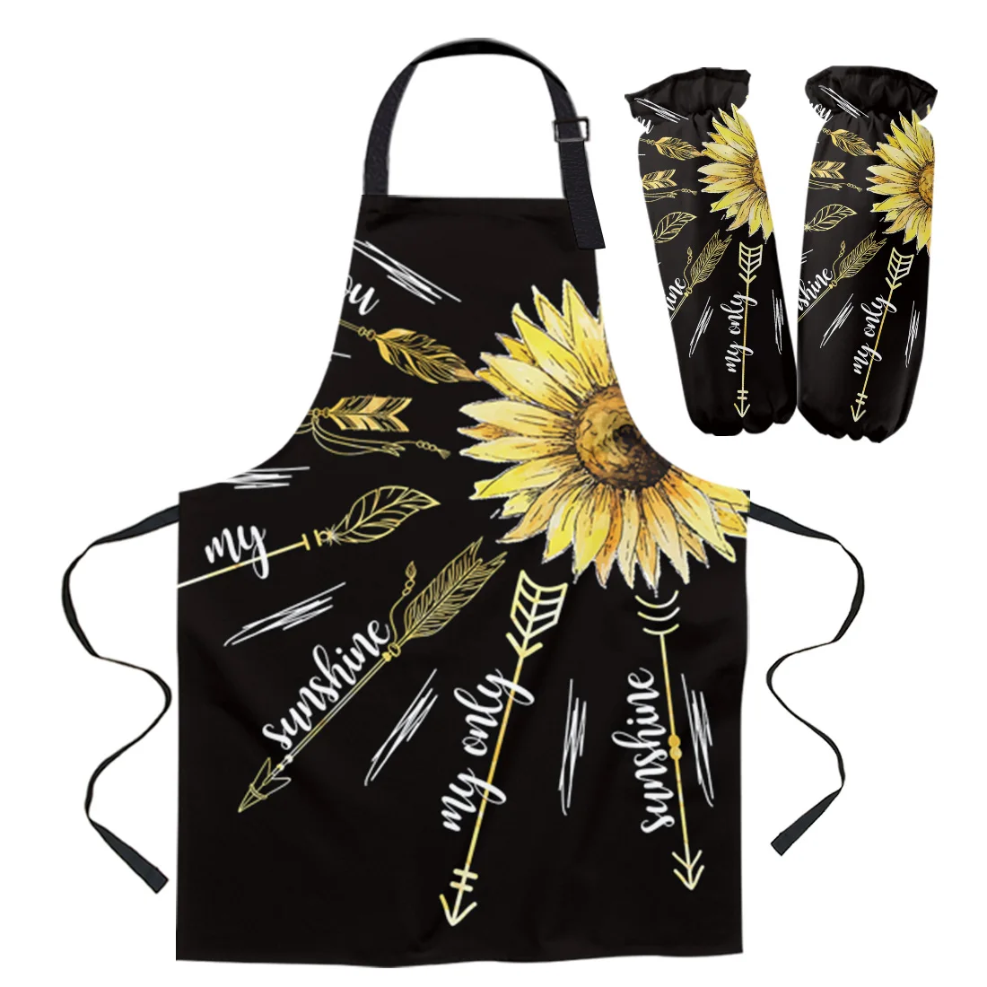 

Фартук для стрел в форме подсолнуха, кухонные аксессуары для выпечки, кухонный нагрудник для приготовления пищи, набор манжет, акварель