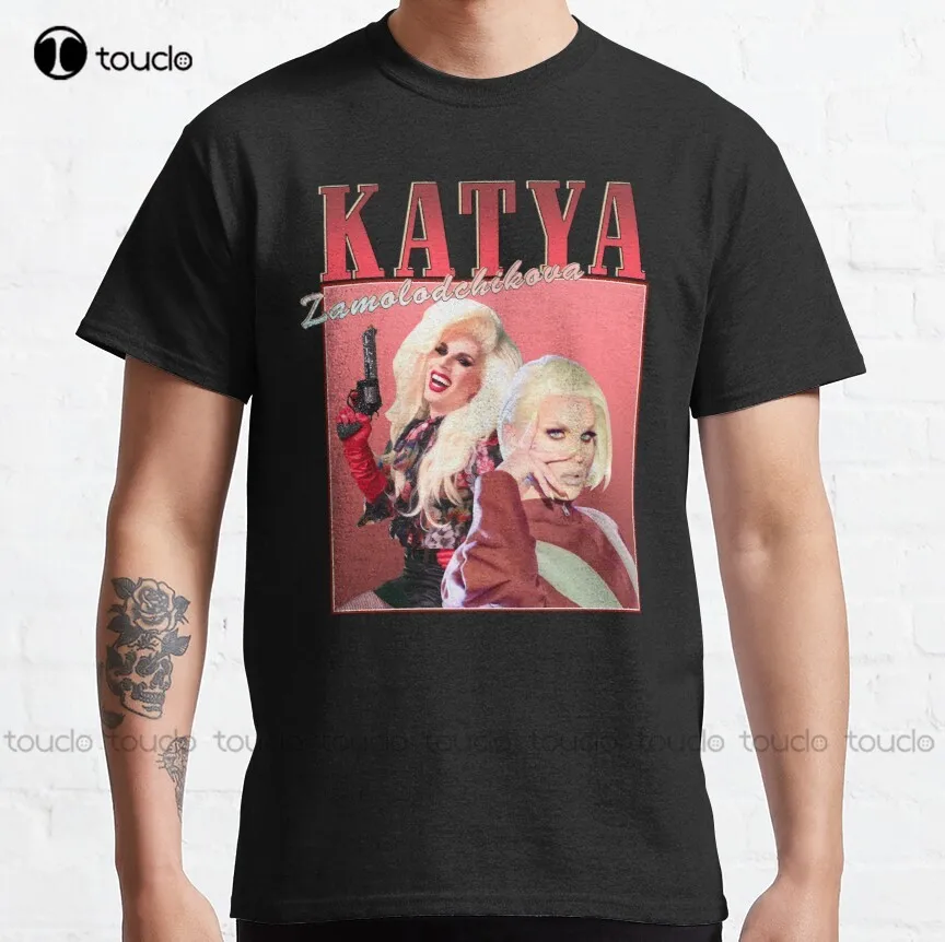 

Классическая мужская черная футболка Katya Zamolodchikova в ретро-стиле, индивидуальная футболка Aldult для подростков, унисекс, футболка с цифровой печатью