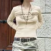 Women T-Shirts Gothic Crop Tops Vintage Grunge Fairycore Y2K Tank Tops Streetwear Slim Long Sleeve 2023 New Skinny Tops 2
