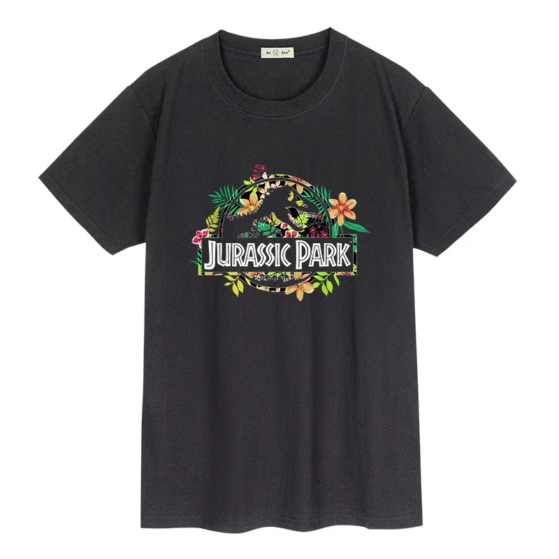Футболка Парк Юрского периода с цветочным тропическим логотипом 100% хлопок
