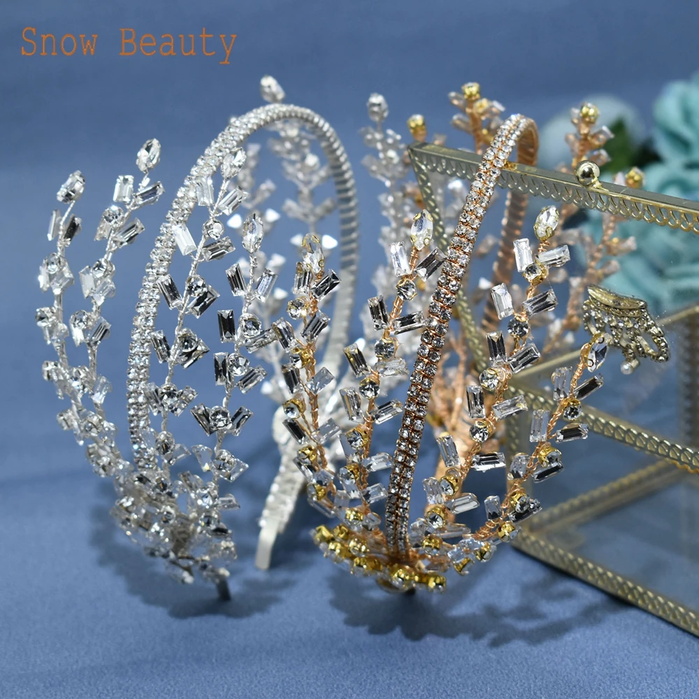 

Серебряные тиары DZ071 с кристаллами в стиле принцессы, свадебные украшения для волос, Женская корона, искусственная Свадебная головная обруч, роскошные головные повязки, Женская диадема