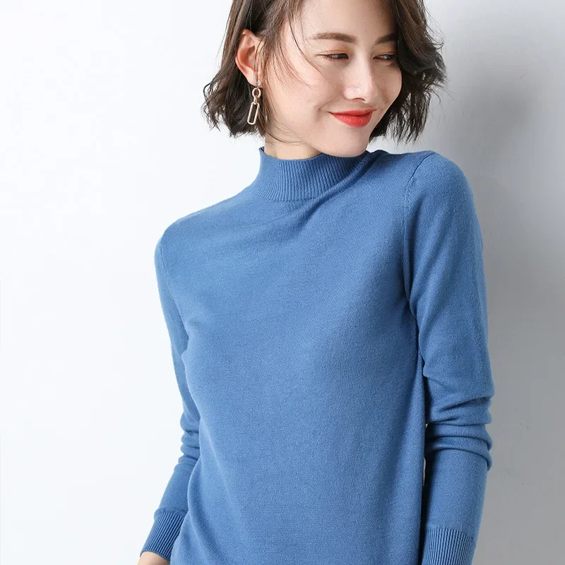 MRMT 2024 новый женский свободный вязаный свитер базовый с полувысоким воротником