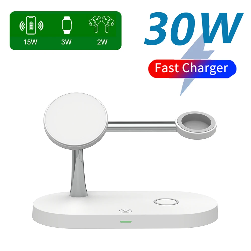 

3 in 1 QI Wireless Charger For iPhone 14 13 12 Pro Max Magsafe Magnetic Fast Charging Station for Apple Watch Airpods Pro 2 3