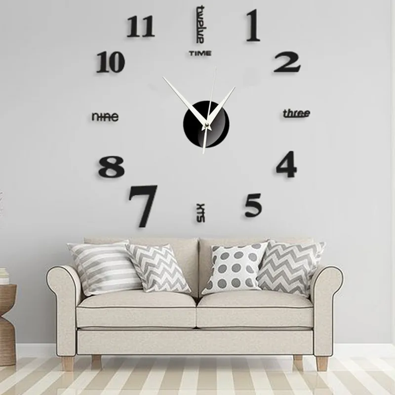 

Large Wall Clock Quartz 3D DIY Big Watch Decorative Kitchen Clocks Acrylic Mirror Mute Letter Wall Clocks Modern Home Decoration