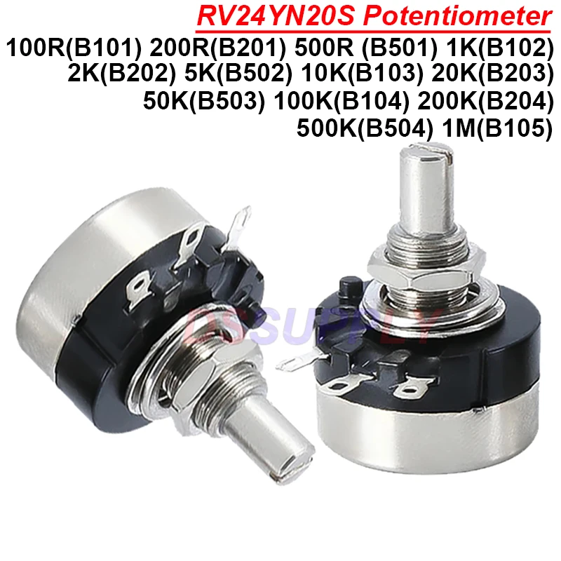 

1PCS RV24YN20S 1K 5K 10K 100K 500K 200K 100 Ohm Potentiometer 101 102 B103 104 105 201 202 203 204 254 302 303 501 502 503 504