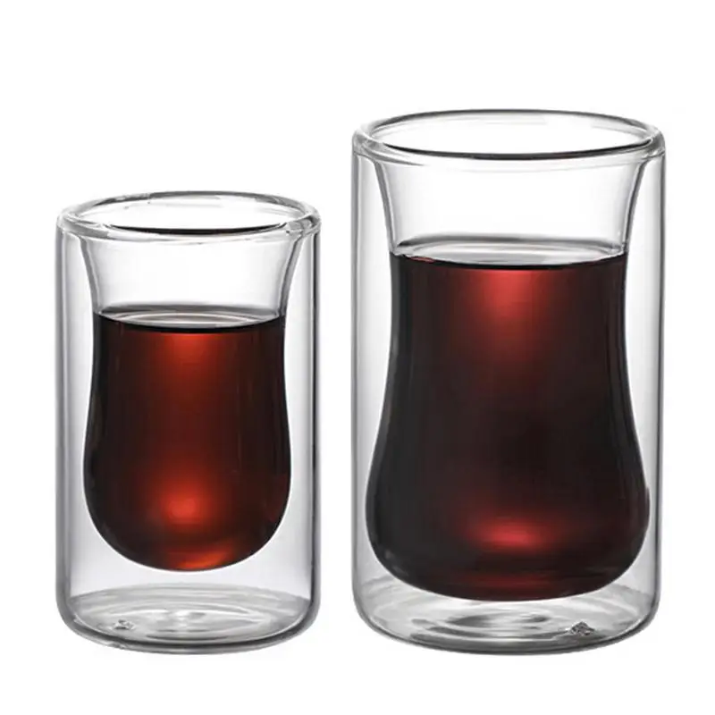 Double Wall Glass Coffee Mugs Clear Borosilicate Glass Cups Thermo Insulated Heat Resistant Glass For Latte Cappuccino Beverages