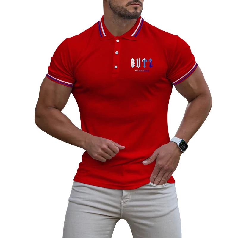 

Summer New Casual Polo Shirt Short Sleeve Men Solid Color Lapel Slim Color Fashion High Quality Polo Shirt Plus Size