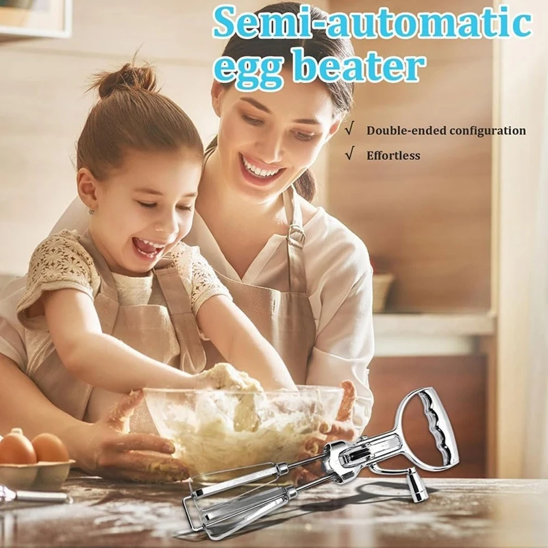 SEWS-2PCS Ручной венчик для взбивания яиц из нержавеющей стали вращающийся ручной