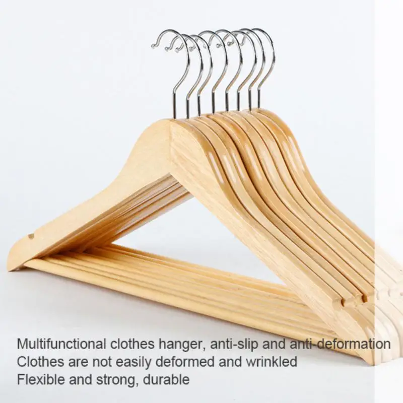 

Adult Extra-Wide Solid Wood And Metal Hook Wooden Hangers With Notches Non-slip Metal Hook Clothes Hanging Carved Logo