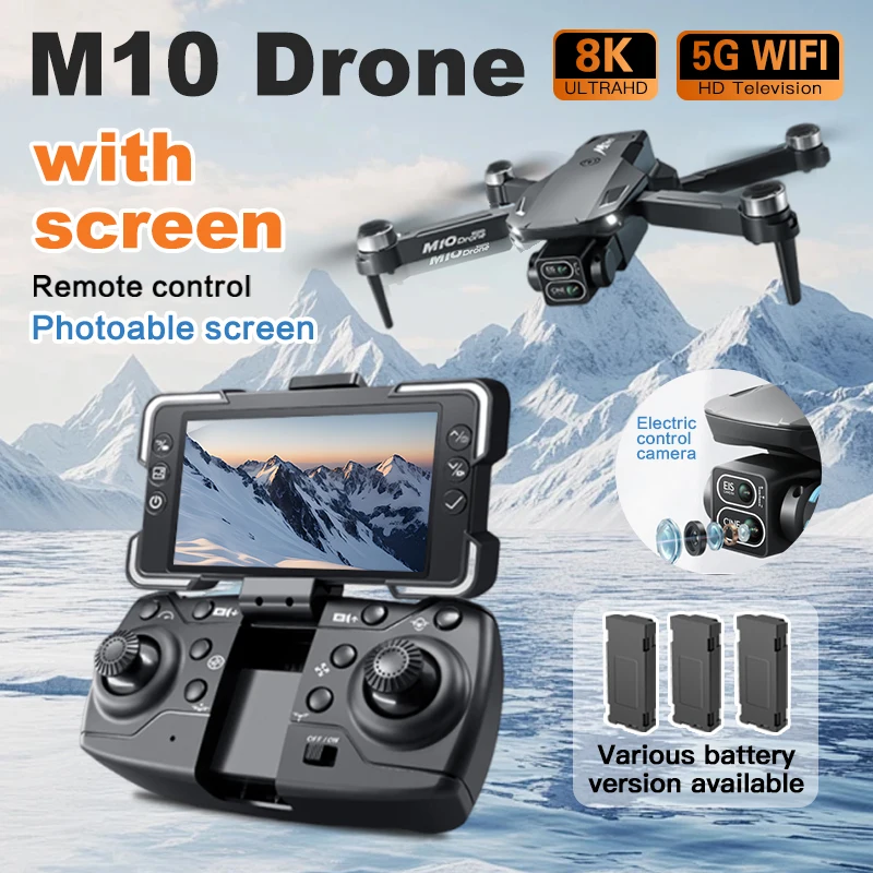 Фото Для Xiaomi M10 Rc Drone 8K Профессиональная HD двойная камера с экраном FPV WIFI Бесщеточный двигатель для предотвращения препятствий Квадрокоптер Игрушки №1