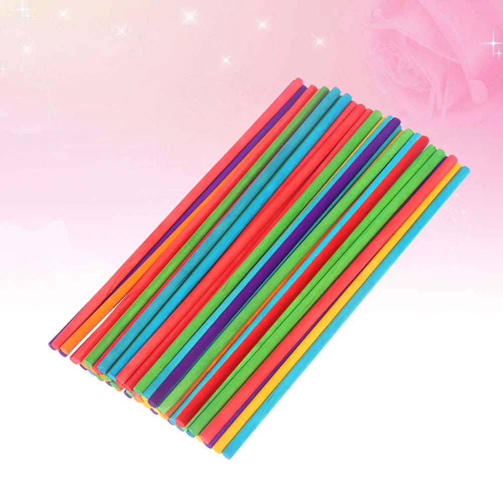 

50pcs Round Wooden Sticks DIY Colorful Wood Stick for Projects Ice Cream Making Counting Crafting Projects Sticks Painting