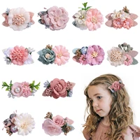 lovely princess cotton cloth imitation flower hairpin childrens pearl hairpin side clip stage performance hair accessories