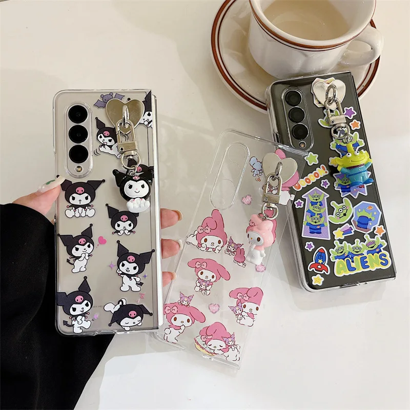 

Cartoon Alien Cat Transparent Phone Case for Samsung Galaxy Z Fold 3 Hard PC Back Cover for ZFold3 Case Protective Shell
