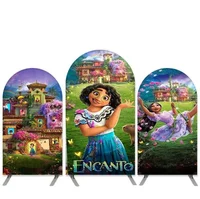Disney Encanto Kids Party Backdrop Photobooth Cloth Children Birthday Arch Wall Decoration Cover Doubleside Print Elastic Fabric