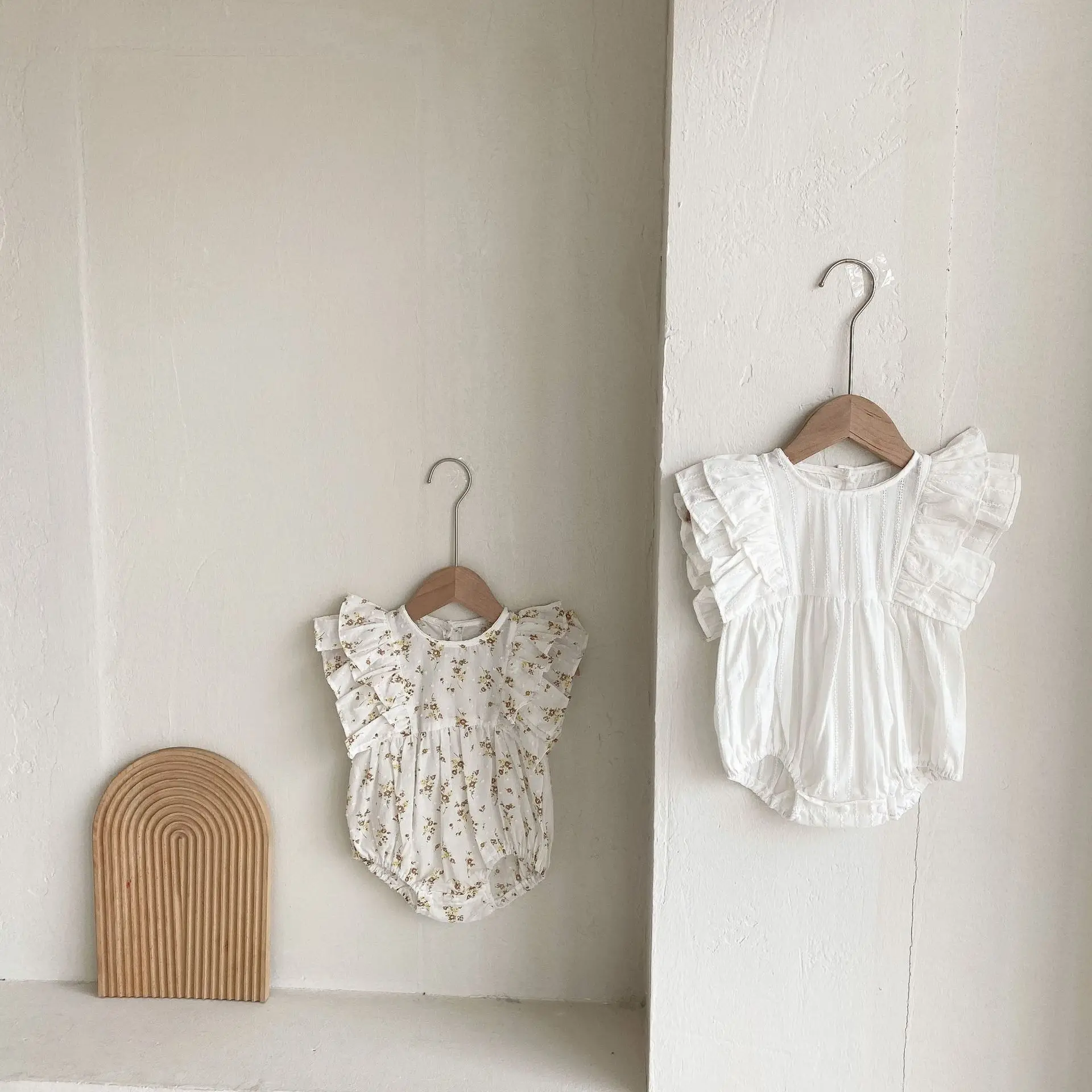 2022 Summer New Baby Girl Fly Sleeve Bodysuit Sweet Girl Floral Jumpsuit Birthday Party Infant Girl Princess Clothing