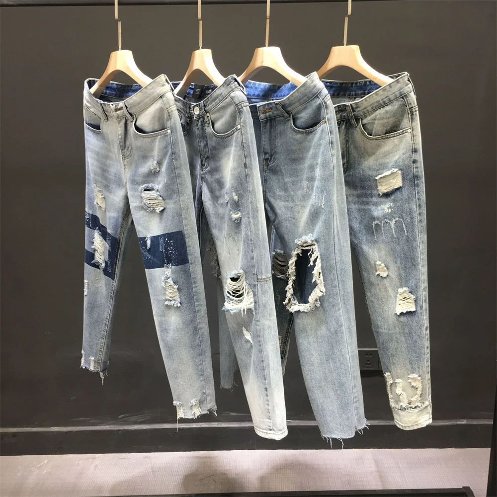 Jeans Men And Women Summer 2022 High Waist Thin Color Loose Straight Denim Ankle-length Harem Pants Men And Women Jeans
