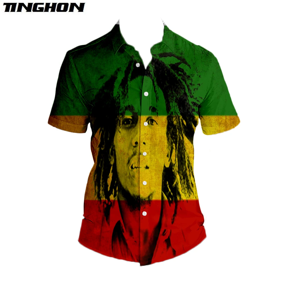 

Summer Harajuku Short sleeve Shirts Funny Bob Marley 3D Printed Hawaiian Shirt Mens Harajuku Casual Shirt Drop Ship