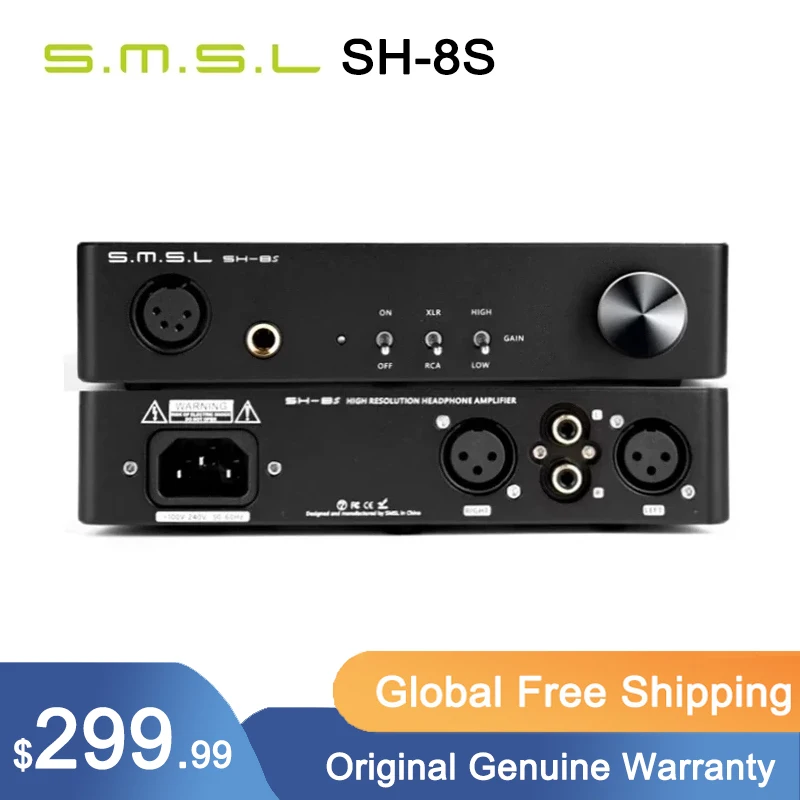 

SMSL SH-8S усилитель для наушников высокого разрешения 6,35 мм RCA XLR сбалансированный/небалансированный усилитель Регулируемый SH8S Amp