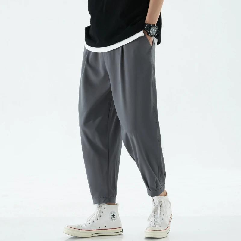 

Summer Ice Silk Ultra-thin Ice Silk Pants Men's Loose Casual Pants Quick-drying Harajuku Fashion Pants Men's Thin Trousers