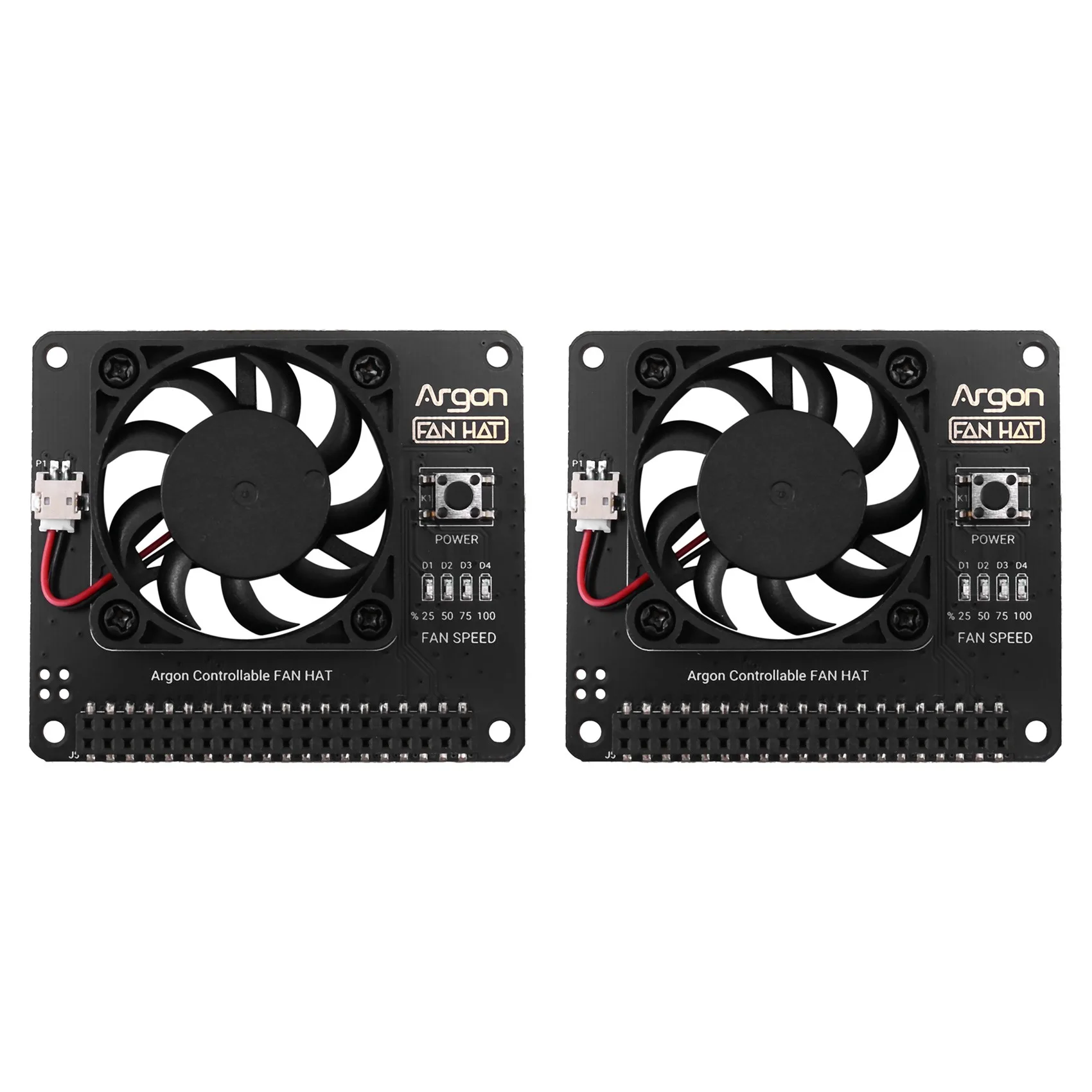 

2X Argon Fan HAT For Raspberry Pi 4/ 3 Cooling Fan With Software Adjustable Speed / 40Mm Big Fan For Raspberry Pi4