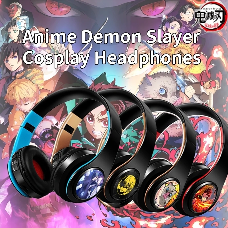 Беспроводные Bluetooth музыкальные наушники аниме Demon Slayer Tanjirou Inosuke Zenitsu косплей
