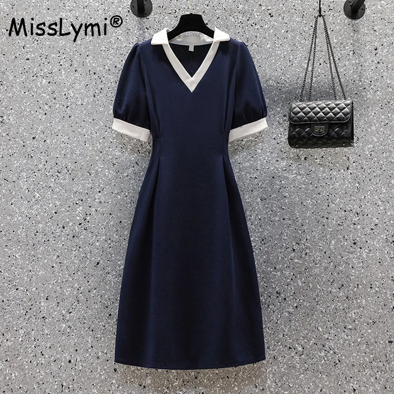 

Женское Хлопковое платье-футболка составного кроя, повседневное однотонное платье средней длины с V-образным вырезом и коротким рукавом, с ...